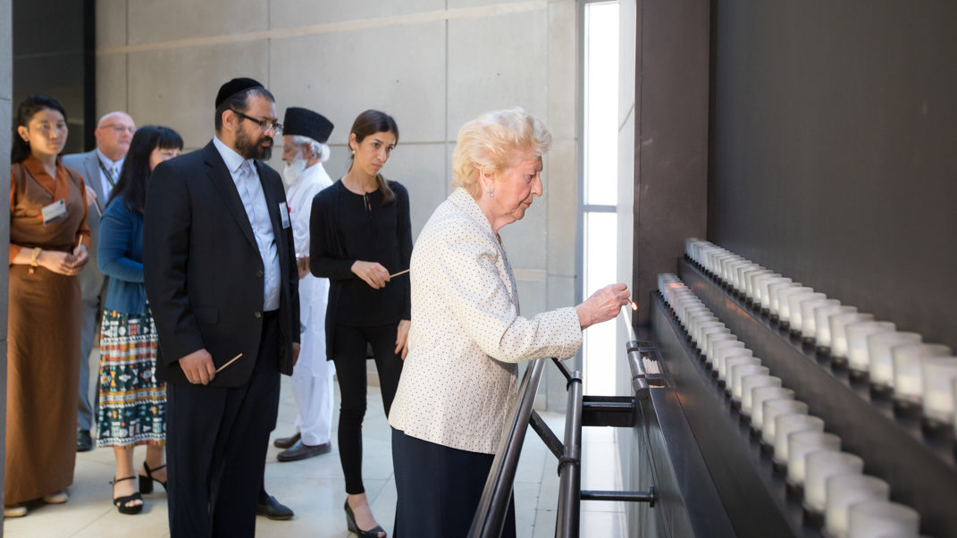 15 July 2019, Participants of the 2019 International Religious Freedom (IRF) Ministerial tour the Permanent Exhibition and hold a ceremony in the Hall of Remembrance.