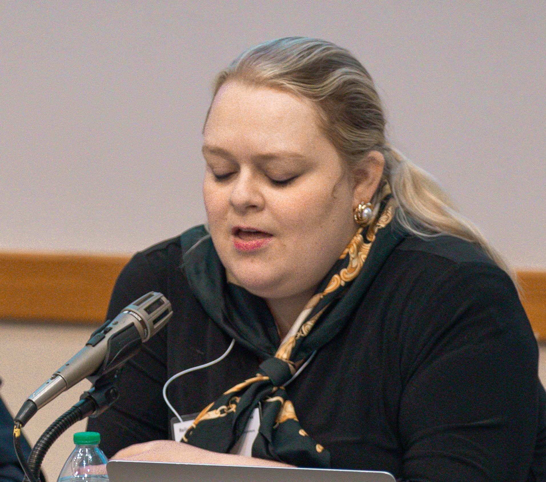 Annika Barkdull speaks at the Religious Freedom Annual Review.